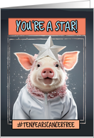 10 Years Cancer Free Cancer Congrats Star Piglet card