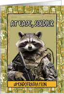 End of Radiation Congratulations Raccoon Soldier card