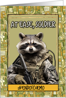 End of Chemo Congratulations Raccoon Soldier card