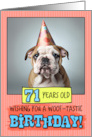 71 Years Old Happy Birthday Bulldog Puppy card