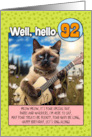 92 Years Old Happy Birthday Siamese Cat Playing Guitar card