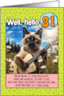 81 Years Old Happy Birthday Siamese Cat Playing Guitar card