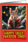 Red Squirrel Ugly Sweater Christmas card