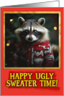 Raccoon Ugly Sweater Christmas card