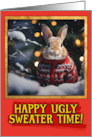 Rabbit Ugly Sweater Christmas card