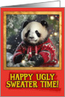 Panda bear Ugly Sweater Christmas card