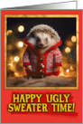 Hedgehog Ugly Sweater Christmas card
