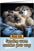 Son Warm Cuddles Himalayan Cat card