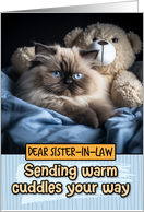 Sister in Law Warm Cuddles Himalayan Cat card