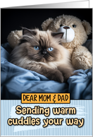 Mom and Dad Warm Cuddles Himalayan Cat card