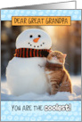 Great Grandpa Thinking of You Ginger Cat and Snowman card
