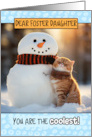 Foster Daughter Thinking of You Ginger Cat and Snowman card