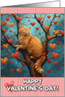 Valentine’s Day Ginger Cat in Tree with Hearts card