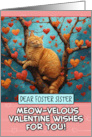 Foster Sister Valentine’s Day Ginger Cat in Tree with Hearts card