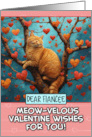 Fiancee Valentine’s Day Ginger Cat in Tree with Hearts card
