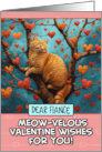 Fiance Valentine’s Day Ginger Cat in Tree with Hearts card
