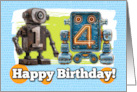 14 Years Old Happy Birthday Robots card