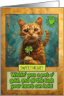 Sweetheart St. Patrick’s Day Ginger Cat Lucky Clover card