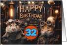 32 Years Old Happy Birthday Steampunk Hamsters card