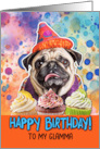 Glamma Happy Birthday Pug and Cupcakes card