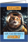 Glamma Happy Birthday Cosmic Space Cat card