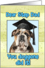 Step Dad Congratulations Graduation English Bulldog card
