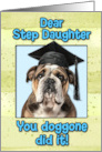 Step Daughter Congratulations Graduation English Bulldog card