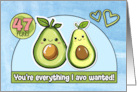 47 Year Wedding Anniversary Pair of Kawaii Cartoon Avocados card