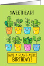Sweetheart Happy Birthday Kawaii Cartoon Plants in Pots card