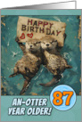 87 Years Old Happy Birthday Otters with Birthday Sign card