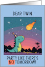 Twin Happy Birthday Kawaii Cartoon Dino card