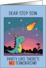 Step Son Happy Birthday Kawaii Cartoon Dino card