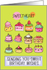 Sweetheart Happy Birthday Sweet Kawaii Birthday Cakes card