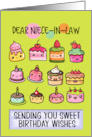 Niece in Law Happy Birthday Sweet Kawaii Birthday Cakes card