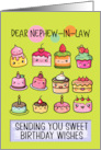 Nephew in Law Happy Birthday Sweet Kawaii Birthday Cakes card