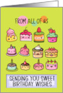From Group Happy Birthday Sweet Kawaii Birthday Cakes card