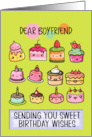 Boyfriend Happy Birthday Sweet Kawaii Birthday Cakes card