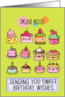 Boss Happy Birthday Sweet Kawaii Birthday Cakes card