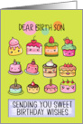 Birth Son Happy Birthday Sweet Kawaii Birthday Cakes card