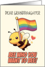 Granddaughter Happy Pride Kawaii Bee with Rainbow Flag card