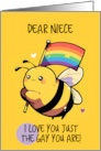 Niece Happy Pride Kawaii Bee with Rainbow Flag card