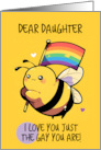 Daughter Happy Pride Kawaii Bee with Rainbow Flag card