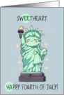 Sweetheart Happy 4th of July Kawaii Lady Liberty card