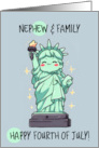 Nephew and Family Happy 4th of July Kawaii Lady Liberty card