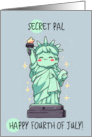 Secret Pal Happy 4th of July Kawaii Lady Liberty card