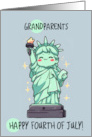 Grandparents Happy 4th of July Kawaii Lady Liberty card