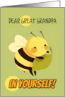 Great Grandpa Encouragement Kawaii Bee with Leaf card