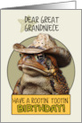 Great Grandniece Happy Birthday Country Cowboy Toad card