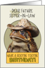 Future Sister in Law Happy Birthday Country Cowboy Toad card