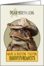Birth Son Happy Birthday Country Cowboy Toad card